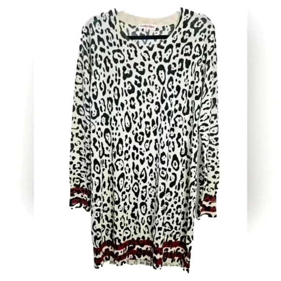 See By Chloe Women's Long-sleeved Leopard Print Sweater Dress Black Red - Picture 1 of 14